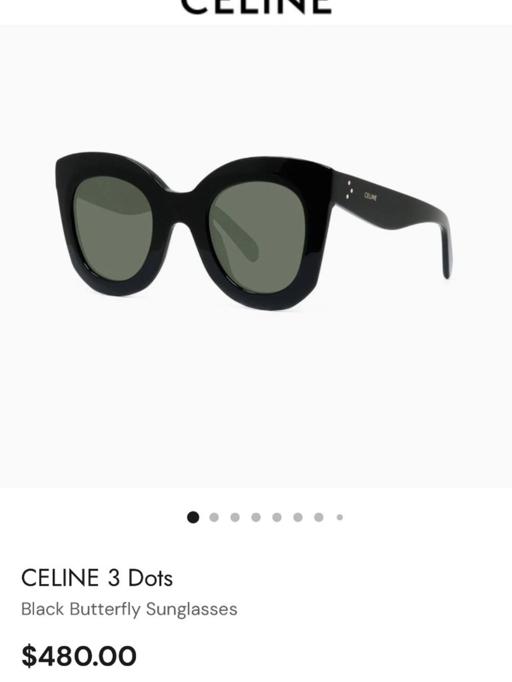 Celine 3 Dots Butterfly Black Round Women's Sunglasses CL4005FN - Picture 7 of 10